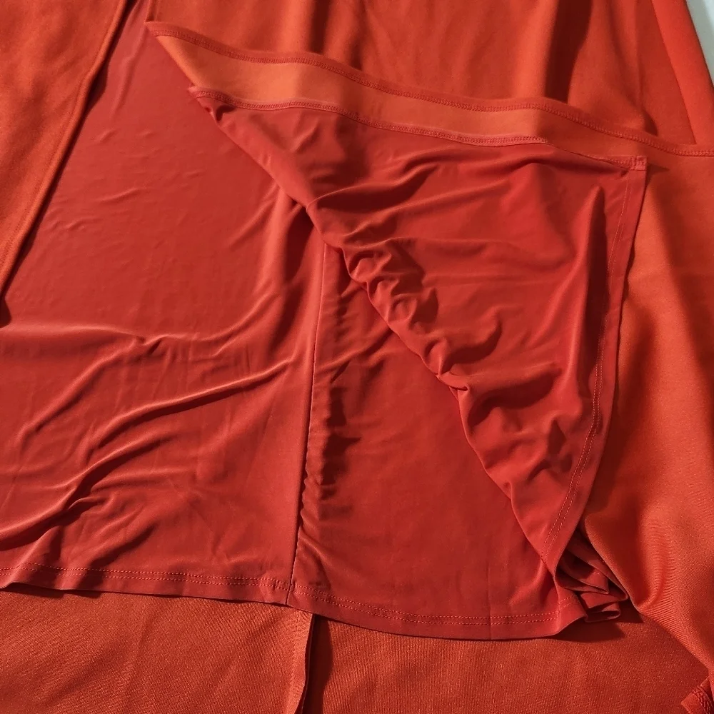 ABS Allen Schwartz Dress Gown Evening Red Deep V-Neck Knit Sleeveless Plus 24 - Picture 13 of 14